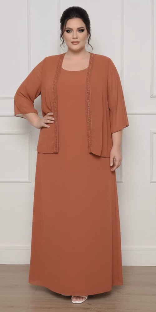 Vestido Festa Regata com Cardigã Bordado Plus Size