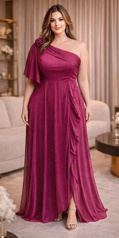 Vestido Festa Ombro Só Brilho Plus Size