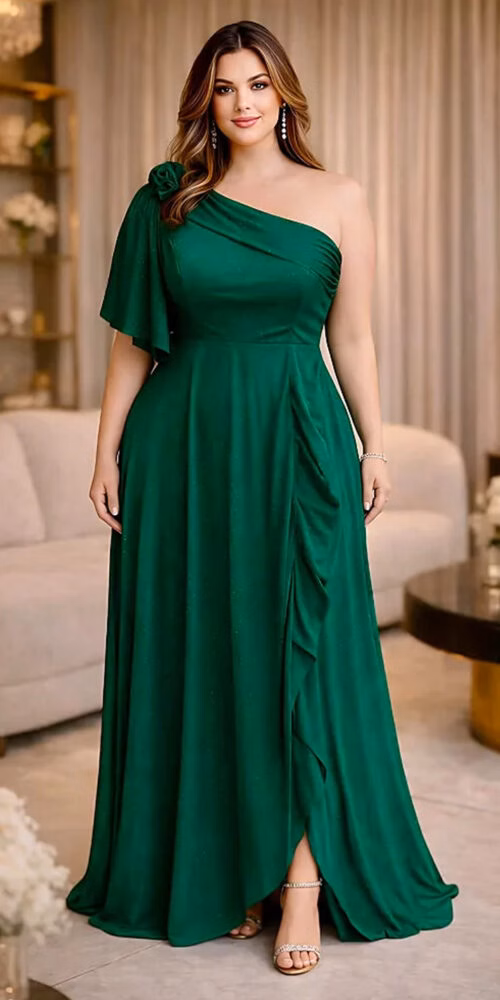 Vestido Festa Ombro Só Brilho Plus Size