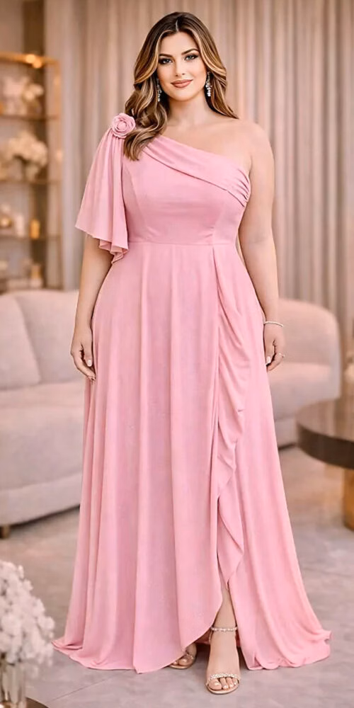 Vestido Festa Ombro Só Brilho Plus Size