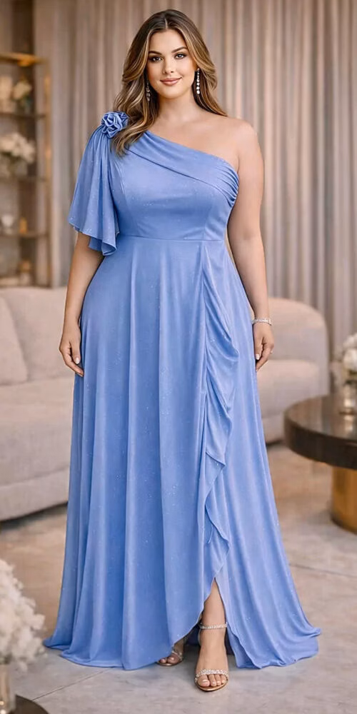 Vestido Festa Ombro Só Brilho Plus Size