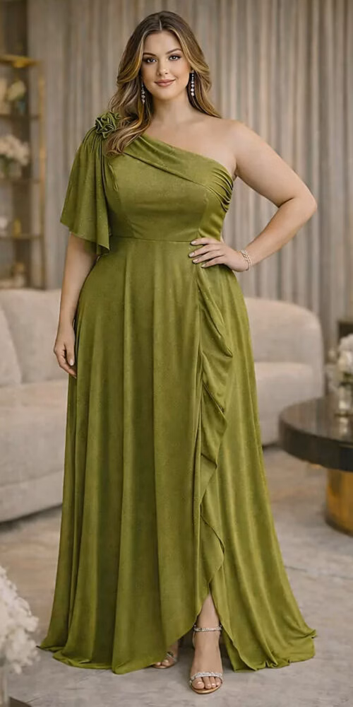 Vestido Festa Ombro Só Brilho Plus Size