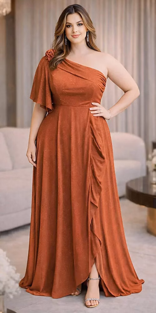 Vestido Festa Ombro Só Brilho Plus Size