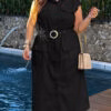 Chemise em Linho com Cinto Plus Size