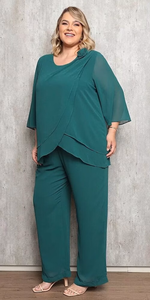 Conjunto Túnica com Flor Plus Size