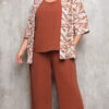 Trijunto com Cardigã Estampado Plus Size