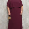 Vestido Festa Bluse com Saia Plissada Plus Size