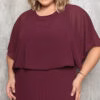 Vestido Festa Bluse com Saia Plissada Plus Size