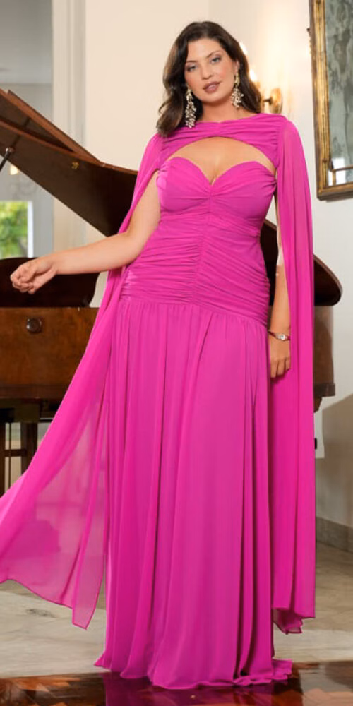 Vestido Plus Size com Capa Bolero Festa