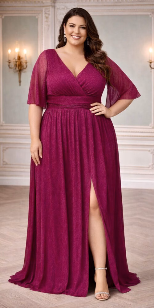 Vestido Festa Lurex Shimmer Plus Size