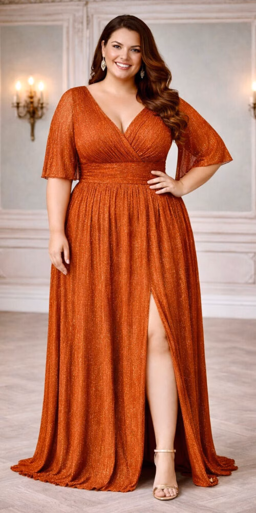 Vestido Festa Lurex Shimmer Plus Size
