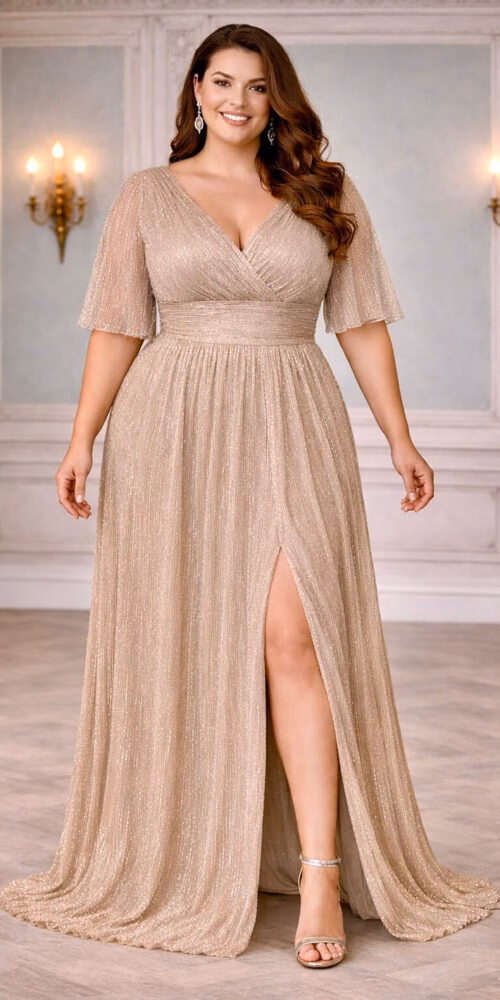 Vestido Festa Lurex Shimmer Plus Size