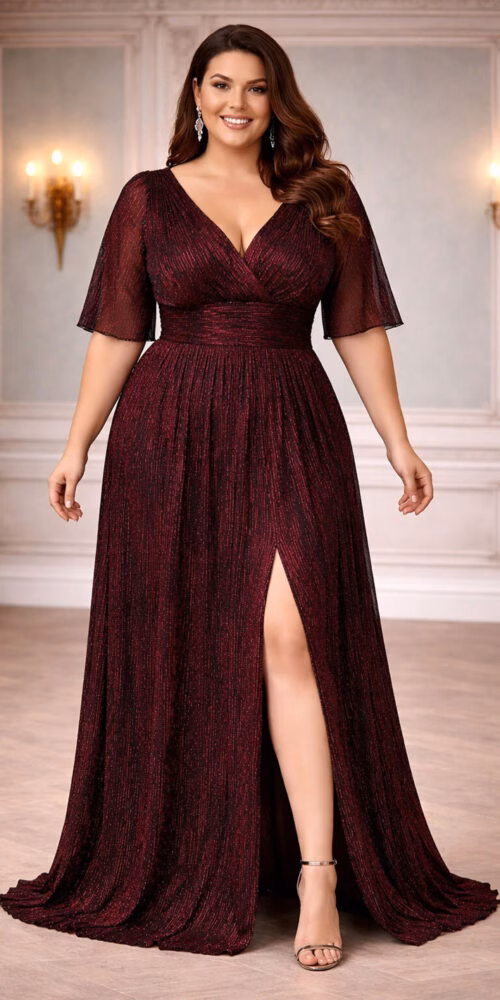 Vestido Festa Lurex Shimmer Plus Size