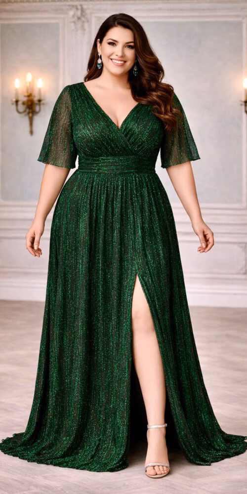 Vestido Festa Lurex Shimmer Plus Size