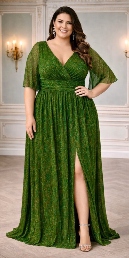 Vestido Festa Lurex Shimmer Plus Size