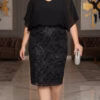 Vestido Midi Festa Saia Renda Paetizada Plus Size