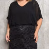 Vestido Midi Festa Saia Renda Paetizada Plus Size
