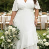 Vestido Plus Size Midi Babado Noiva