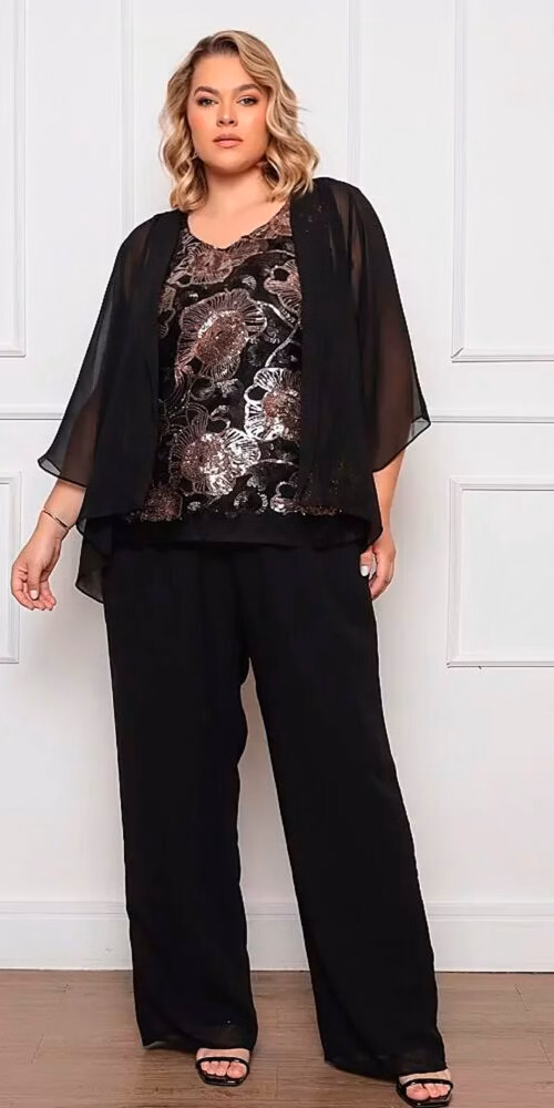 Trijunto com Regata Paetês Plus Size