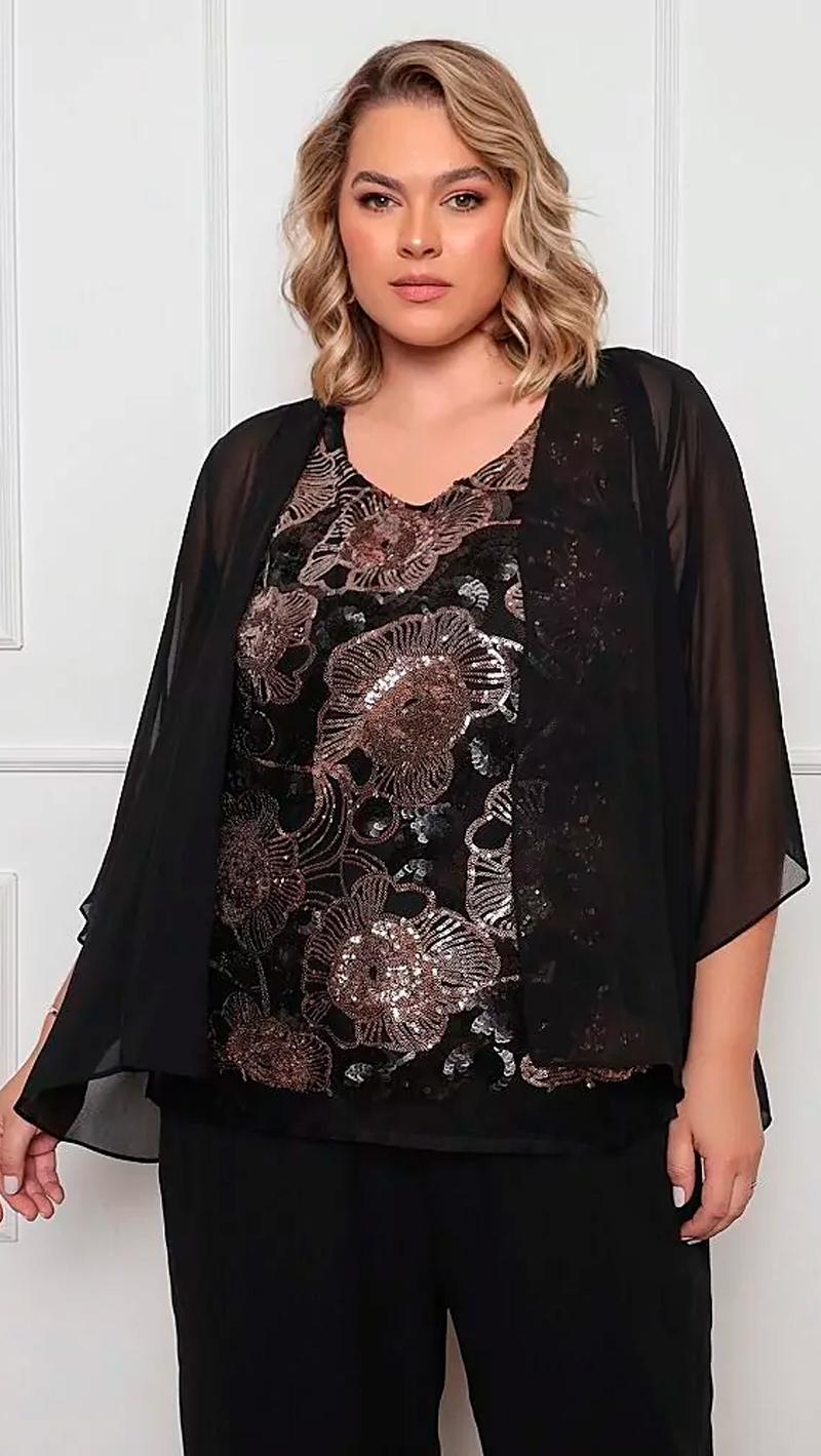 Trijunto com Regata Paetês Plus Size