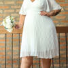 Vestido de Noiva Midi Plus Size Saia Plissada