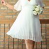 Vestido de Noiva Midi Plus Size Saia Plissada