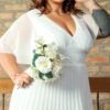 Vestido de Noiva Midi Plus Size Saia Plissada