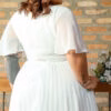 Vestido de Noiva Midi Plus Size Saia Plissada