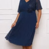 Vestido Plus Size Midi Festa Detalhe Renda e Flor