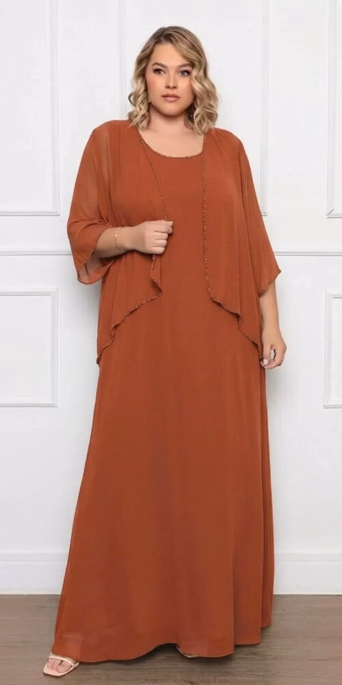 Vestido Festa Cardigã Assimétrico Bordado Plus Size
