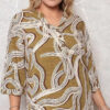 Blusa Estampada com Mangas Plus Size
