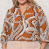 Blusa Estampada com Mangas Plus Size