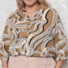 Blusa Estampada com Mangas Plus Size