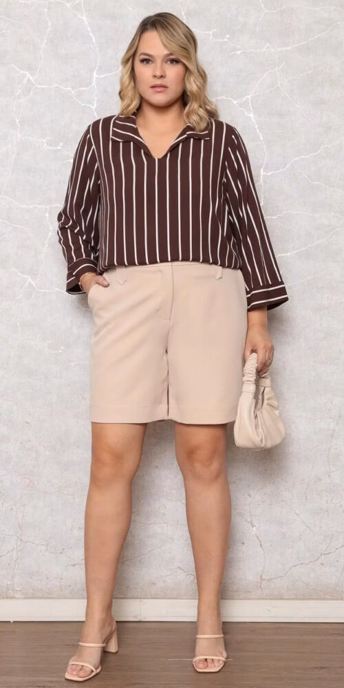 Blusa Listrada Plus Size