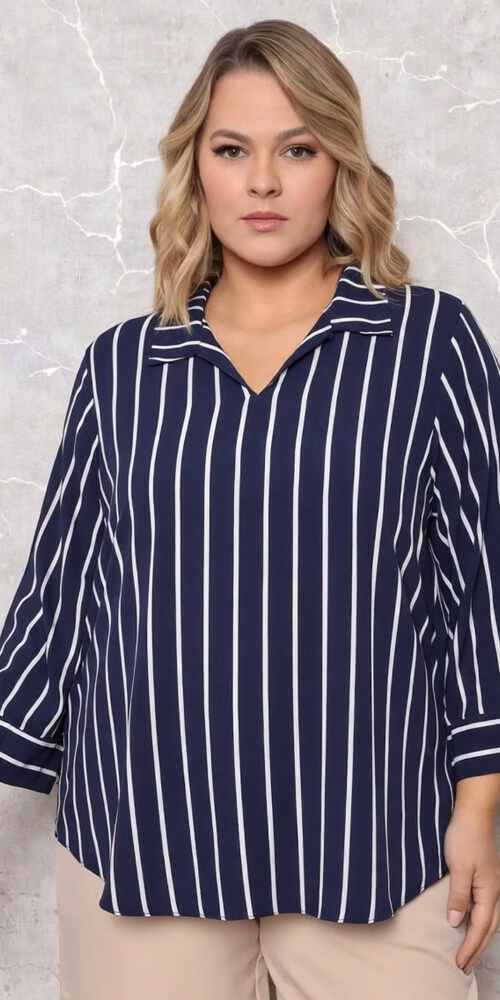Blusa Listrada Plus Size