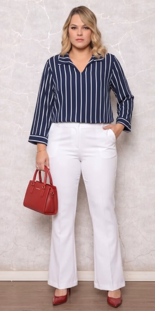 Blusa Listrada Plus Size