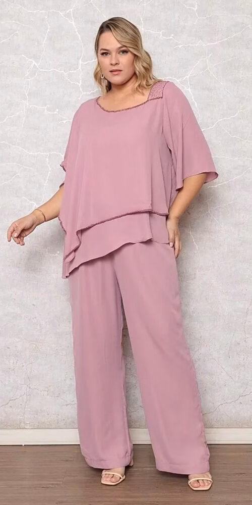 Conjunto Festa Bordado Manual Assimétrico Plus Size