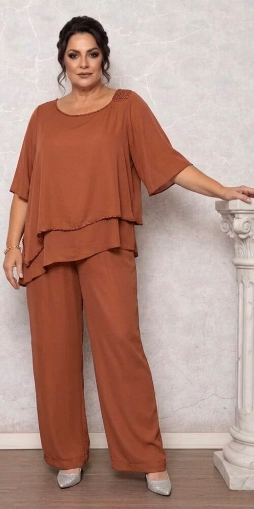 Conjunto Festa Bordado Manual Assimétrico Plus Size