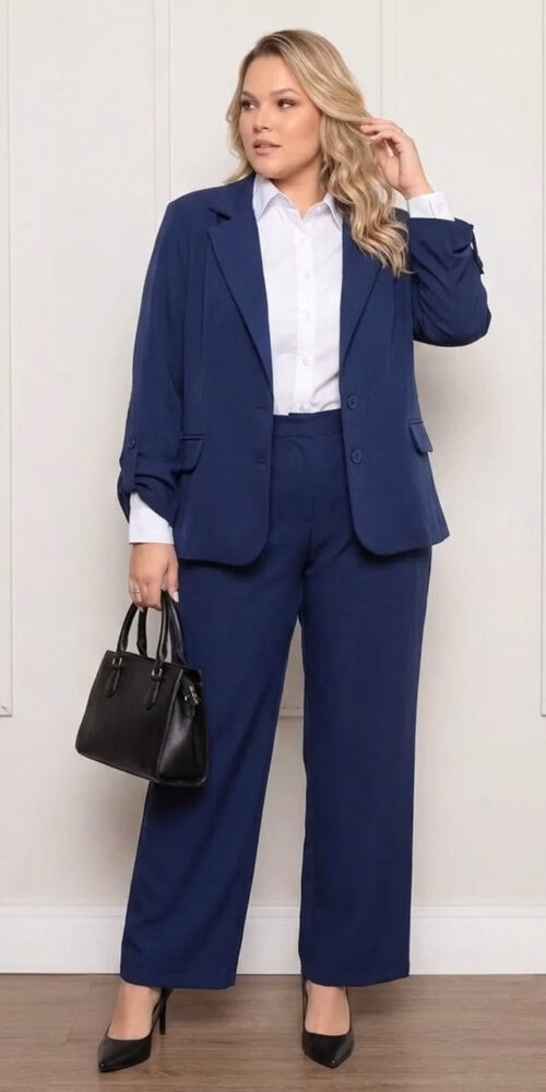 Conjunto Terno Alfaiataria com Elastano 2 Botões Plus Size