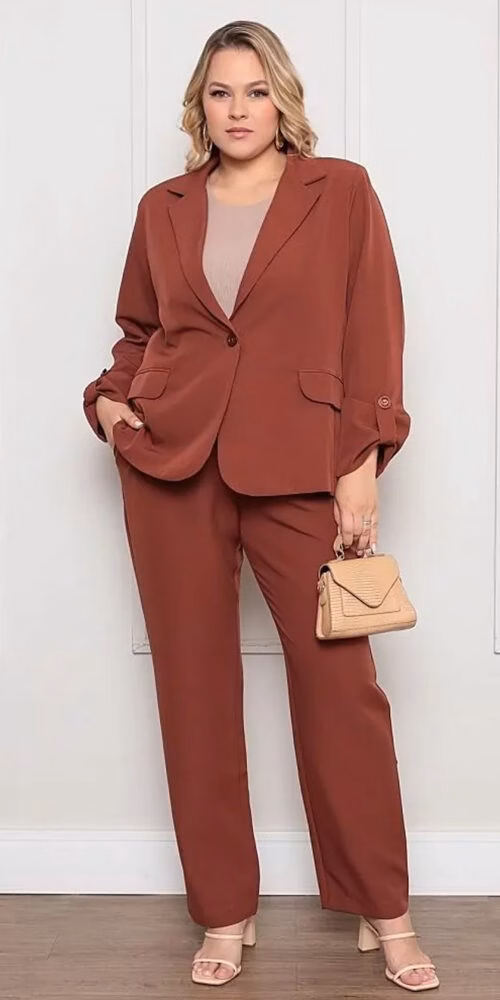 Terno Alfaiataria com Elastano 1 Botão Plus Size