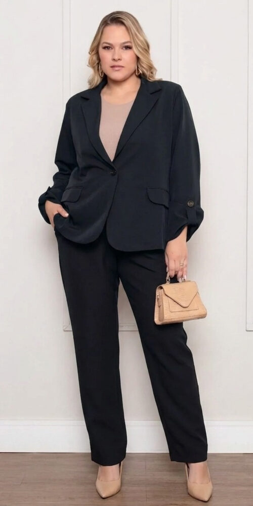 Terno Alfaiataria com Elastano 1 Botão Plus Size