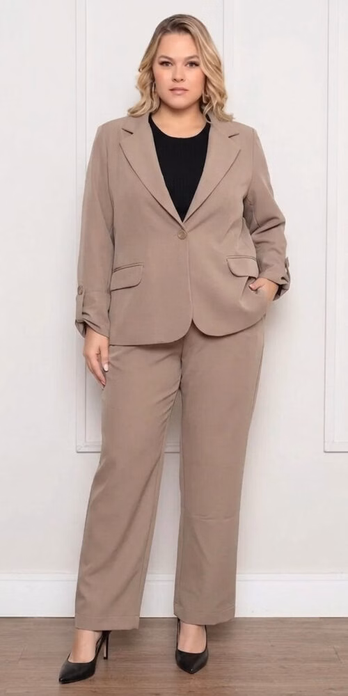 Terno Alfaiataria com Elastano 1 Botão Plus Size