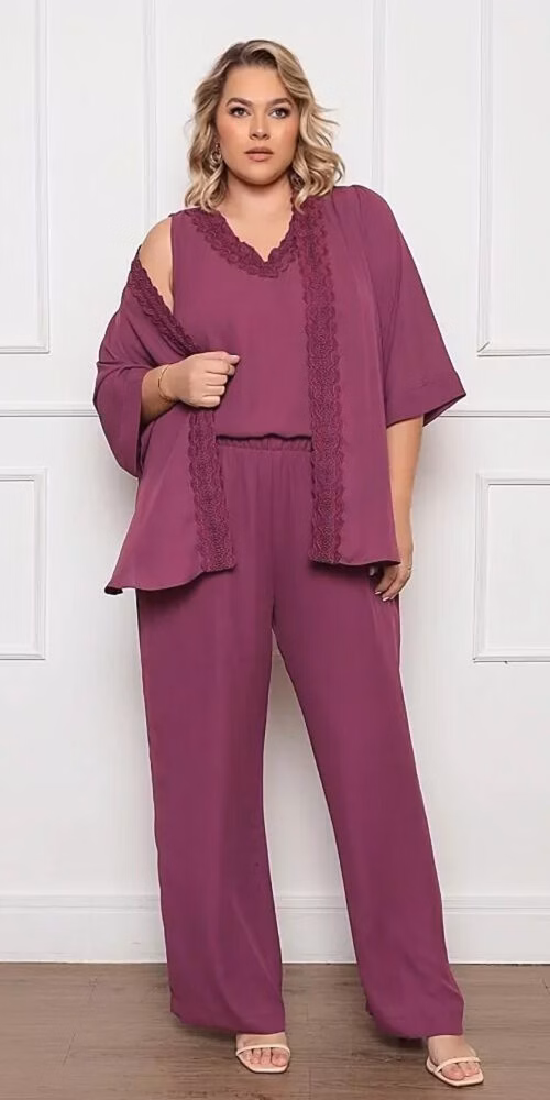 Trijunto Festa Acabamento em Renda Plus Size