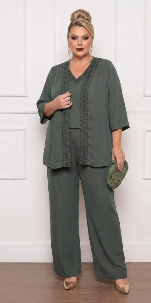 Trijunto Festa Acabamento em Renda Plus Size