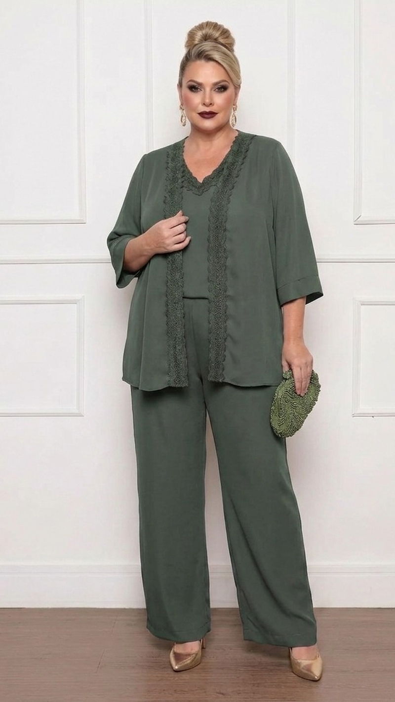 Trijunto Festa Acabamento em Renda Plus Size