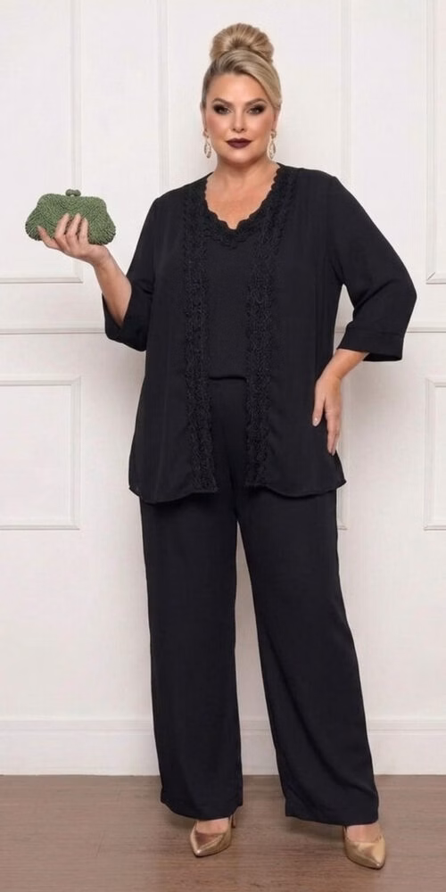 Trijunto Festa Acabamento em Renda Plus Size