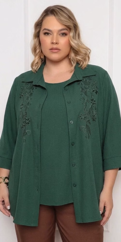 Twin-set Camisa Bordada Plus Size