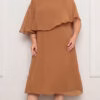 Vestido Midi Festa Capa com Flores Plus Size