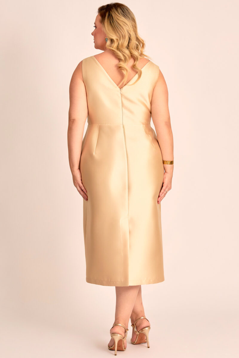Vestido Midi Festa Zibeline com Echarpe Plus Size