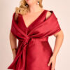 Vestido Midi Festa Zibeline com Echarpe Plus Size